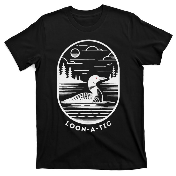 Loon A Tic Funny Common Loon Minnesota Lake Loon T-Shirt