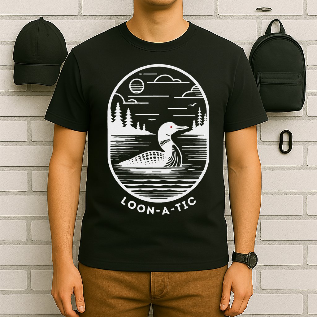 Loon A Tic Funny Common Loon Minnesota Lake Loon T-Shirt