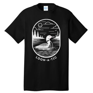 Loon A Tic Funny Common Loon Minnesota Lake Loon Tall T-Shirt