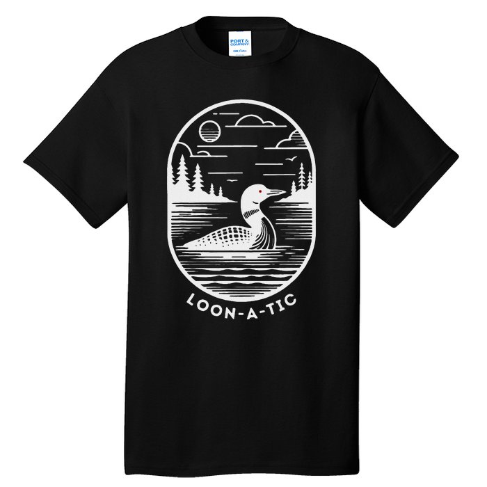 Loon A Tic Funny Common Loon Minnesota Lake Loon Tall T-Shirt