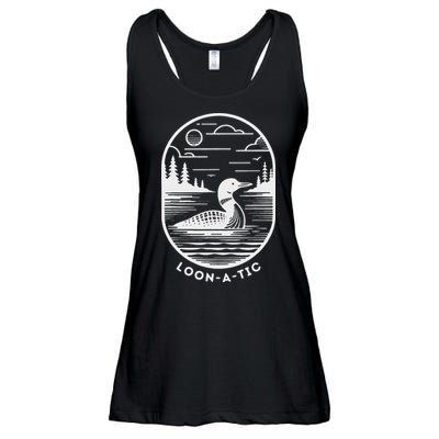 Loon A Tic Funny Common Loon Minnesota Lake Loon Ladies Essential Flowy Tank