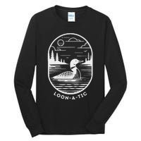 Loon A Tic Funny Common Loon Minnesota Lake Loon Tall Long Sleeve T-Shirt