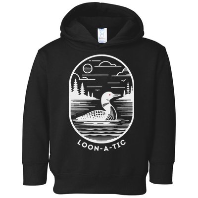Loon A Tic Funny Common Loon Minnesota Lake Loon Toddler Hoodie