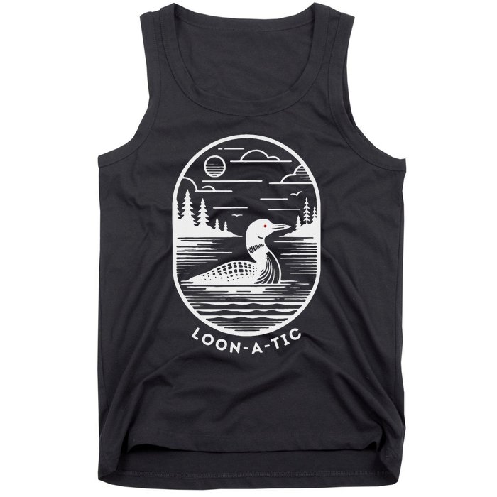 Loon A Tic Funny Common Loon Minnesota Lake Loon Tank Top