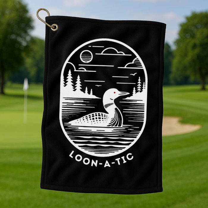 Loon A Tic Funny Common Loon Minnesota Lake Loon Golf Towel