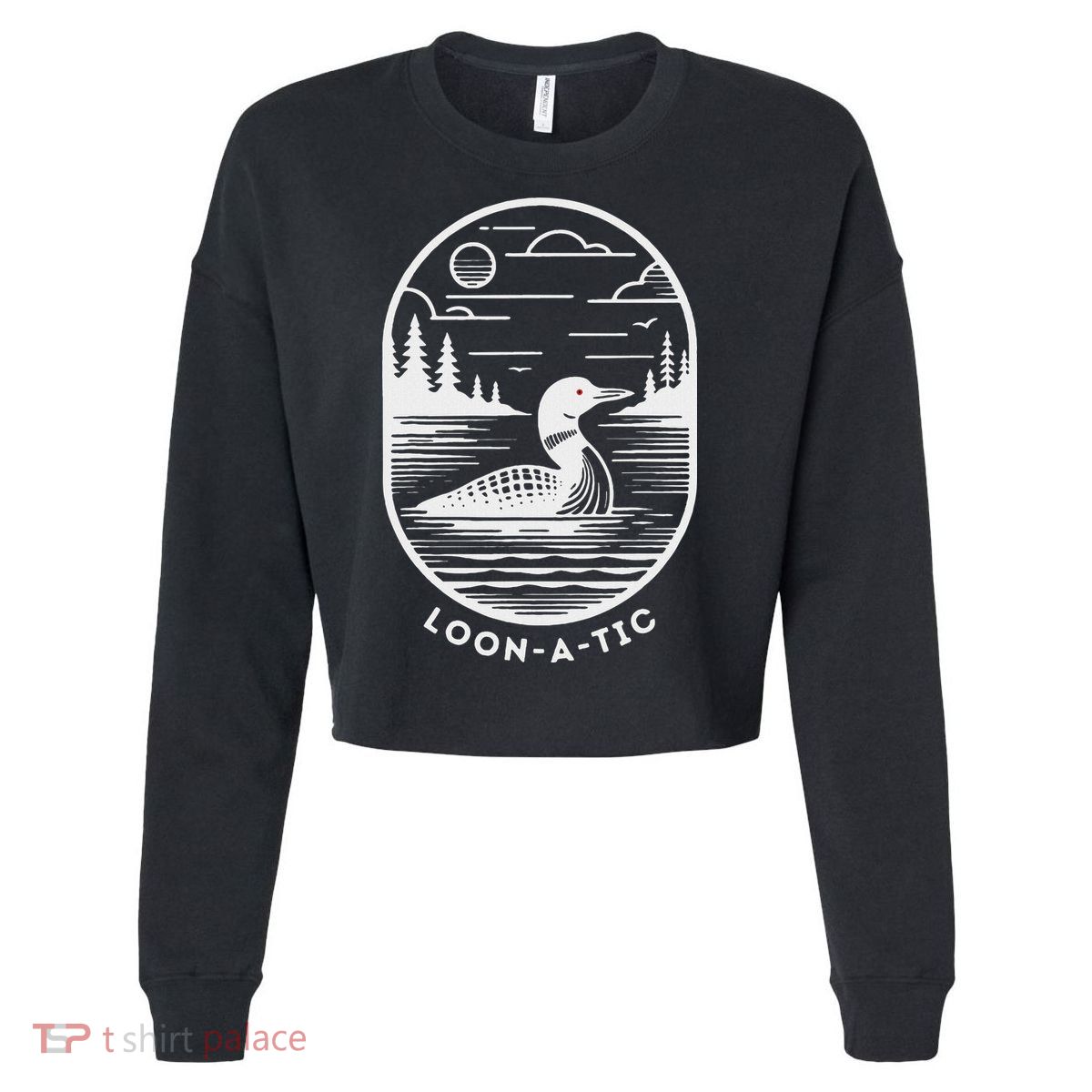 Loon A Tic Funny Common Loon Minnesota Lake Loon Cropped Pullover Crew
