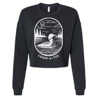Loon A Tic Funny Common Loon Minnesota Lake Loon Cropped Pullover Crew