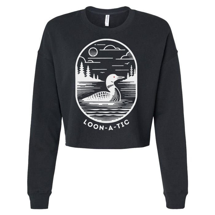 Loon A Tic Funny Common Loon Minnesota Lake Loon Cropped Pullover Crew