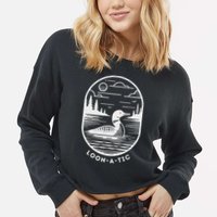 Loon A Tic Funny Common Loon Minnesota Lake Loon Cropped Pullover Crew