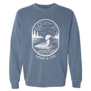 Loon A Tic Funny Common Loon Minnesota Lake Loon Garment-Dyed Sweatshirt