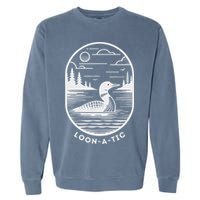 Loon A Tic Funny Common Loon Minnesota Lake Loon Garment-Dyed Sweatshirt