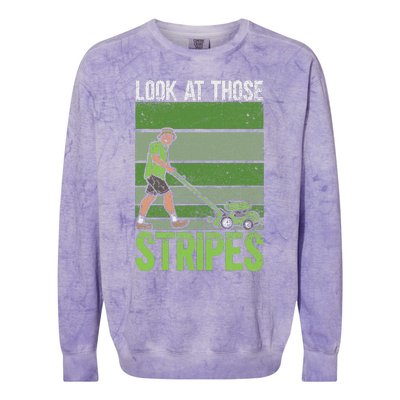 Look At Those Stripes Lawn Mowing Funny Dad Lawn Mower Colorblast Crewneck Sweatshirt