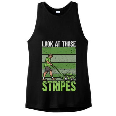 Look At Those Stripes Lawn Mowing Funny Dad Lawn Mower Ladies PosiCharge Tri-Blend Wicking Tank