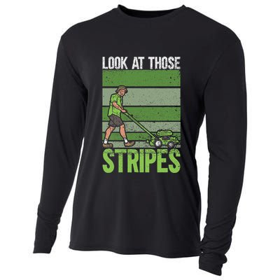 Look At Those Stripes Lawn Mowing Funny Dad Lawn Mower Cooling Performance Long Sleeve Crew