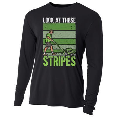 Look At Those Stripes Lawn Mowing Funny Dad Lawn Mower Cooling Performance Long Sleeve Crew