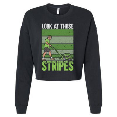 Look At Those Stripes Lawn Mowing Funny Dad Lawn Mower Cropped Pullover Crew