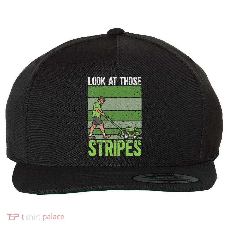 Look At Those Stripes Lawn Mowing Funny Dad Lawn Mower Wool Snapback Cap