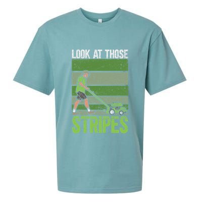 Look At Those Stripes Lawn Mowing Funny Dad Lawn Mower Sueded Cloud Jersey T-Shirt