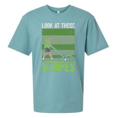 Look At Those Stripes Lawn Mowing Funny Dad Lawn Mower Sueded Cloud Jersey T-Shirt