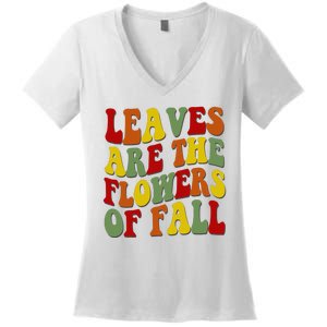 Leaves Are The Flowers Of Fall Retro Women's V-Neck T-Shirt