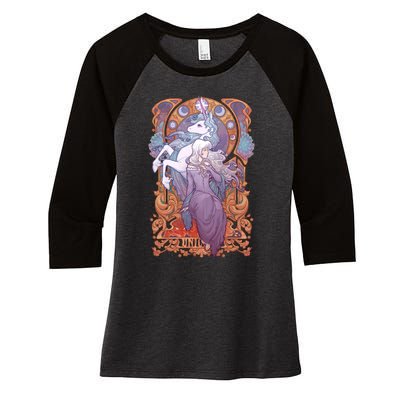 Lady Amalthea The Last Unicorn Women's Tri-Blend 3/4-Sleeve Raglan Shirt