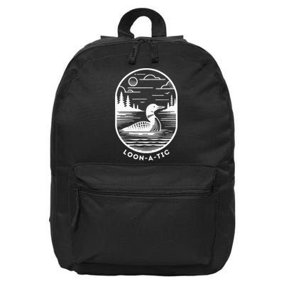 Loon A Tic Funny Common Loon Minnesota Lake Loon 16 in Basic Backpack