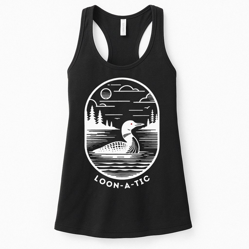 Loon A Tic Funny Common Loon Minnesota Lake Loon Womens Tank Top