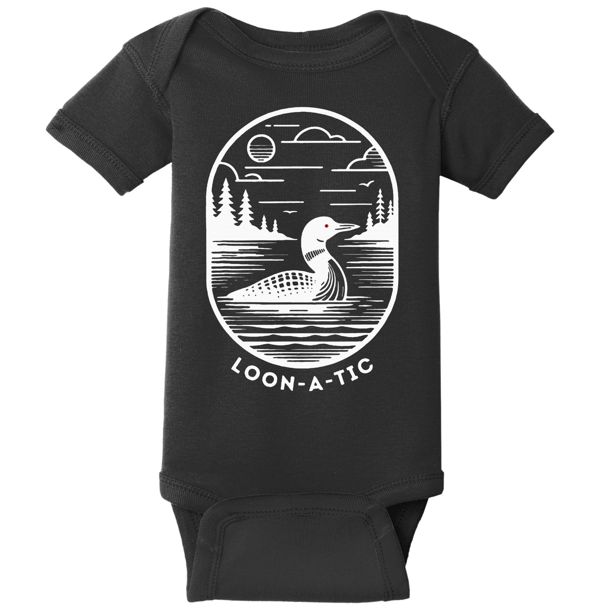 Loon A Tic Funny Common Loon Minnesota Lake Loon Baby Bodysuit