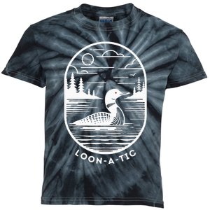 Loon A Tic Funny Common Loon Minnesota Lake Loon Kids Tie-Dye T-Shirt