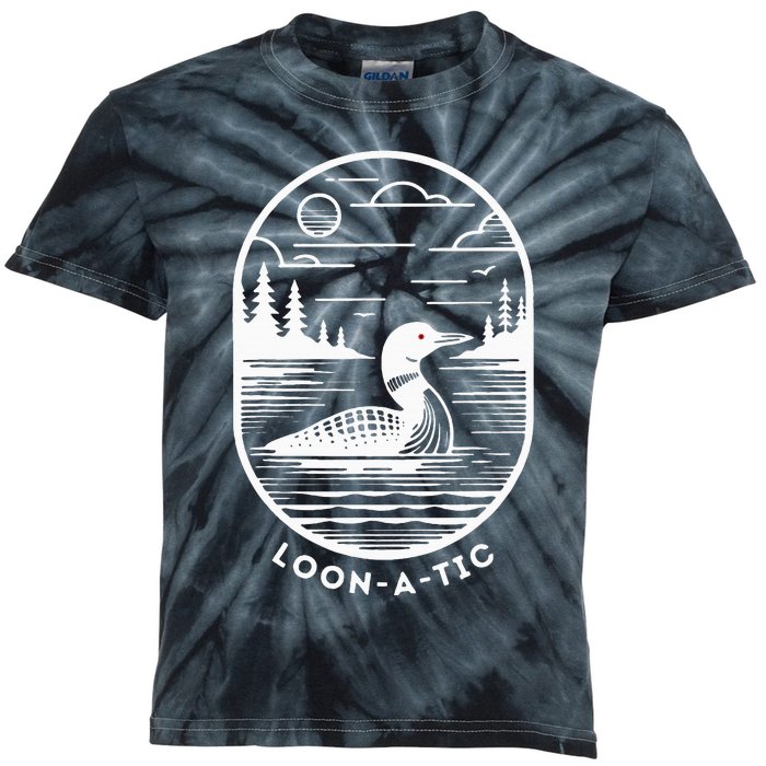 Loon A Tic Funny Common Loon Minnesota Lake Loon Kids Tie-Dye T-Shirt