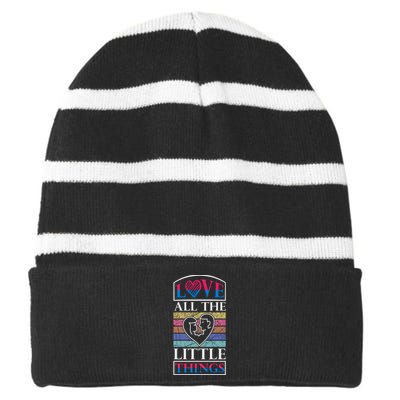 Love All The Little Things Striped Beanie with Solid Band