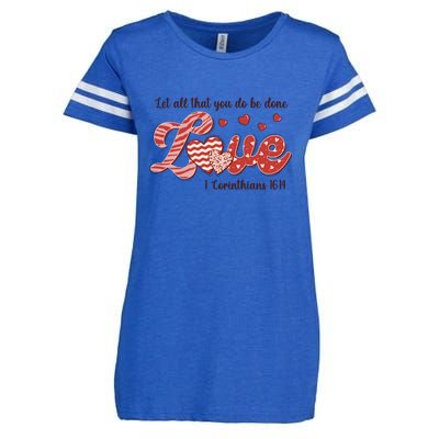 Let All That You Do Be Done Love Retro Valentine's Day Gift Enza Ladies Jersey Football T-Shirt