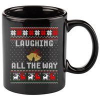 Laughing All The Way Jingle Bells Ugly Sweater Gift 11oz C Handle Ceramic Mug