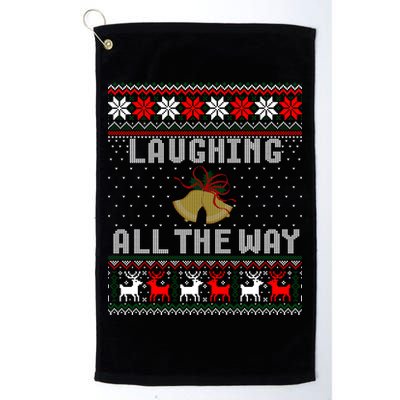 Laughing All The Way Jingle Bells Ugly Sweater Gift Golf Towel