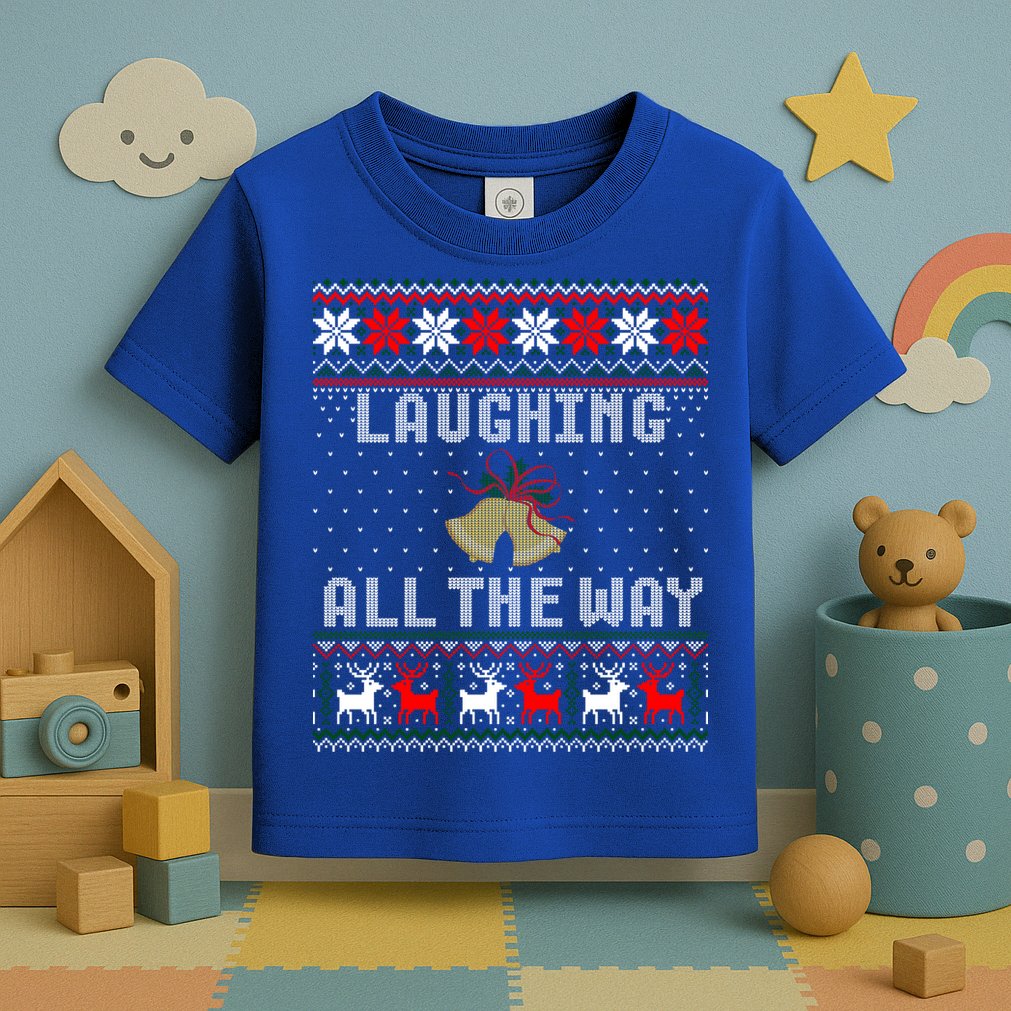 Laughing All The Way Jingle Bells Ugly Sweater Gift Toddler T-Shirt