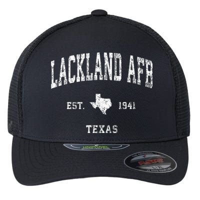 Lackland Afb Texas Tx Vintage Athletic Sports Design Flexfit Unipanel Trucker Cap