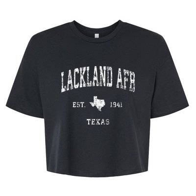 Lackland Afb Texas Tx Vintage Athletic Sports Design Bella+Canvas Jersey Crop Tee