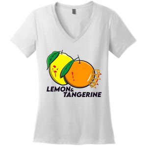 Lemon And Tangerine Bullet Train Women's V-Neck T-Shirt