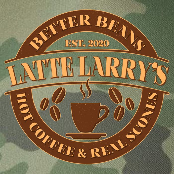 Latte Larry's Better Beans Hot Coffee & Real Scones Emblem Legacy Tie Dye Trucker Hat