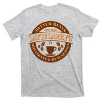 Latte Larry's Better Beans Hot Coffee & Real Scones Emblem T-Shirt