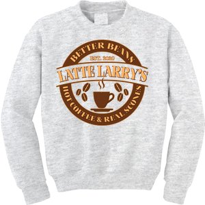 Latte Larry's Better Beans Hot Coffee & Real Scones Emblem Kids Sweatshirt