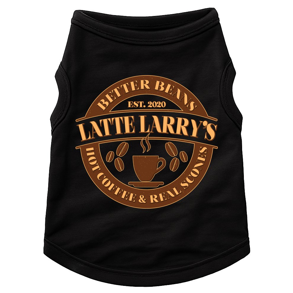 Latte Larry's Better Beans Hot Coffee & Real Scones Emblem Doggie Tank