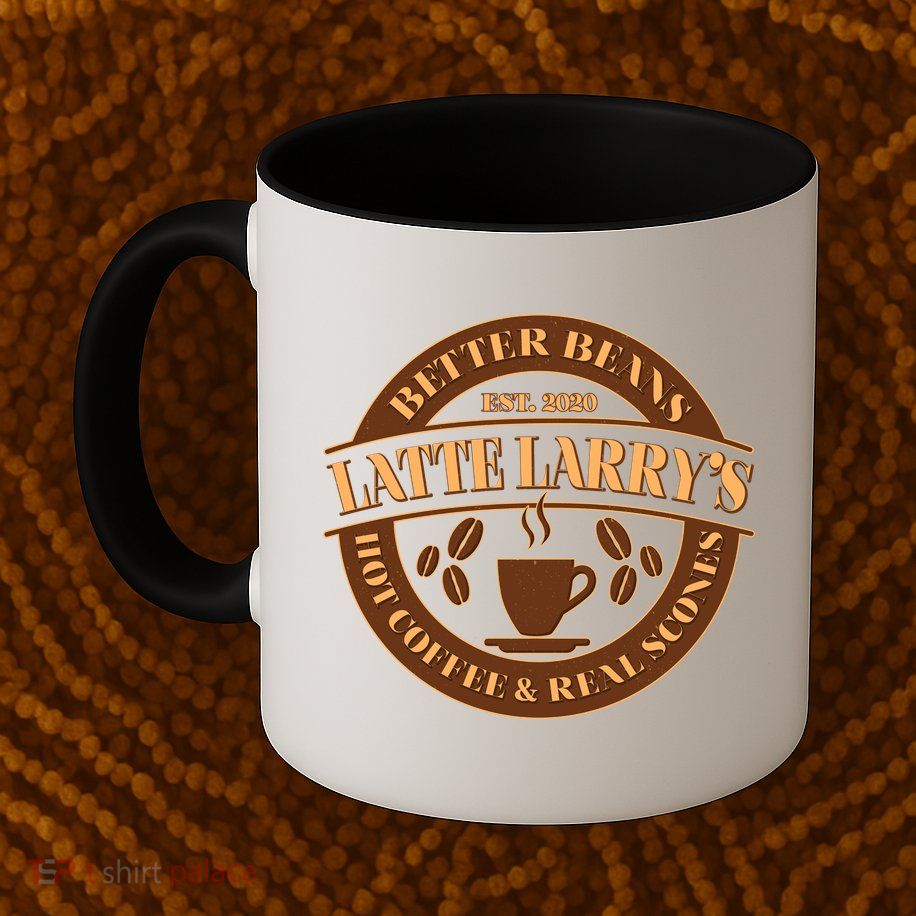 Latte Larry's Better Beans Hot Coffee & Real Scones Emblem Mug