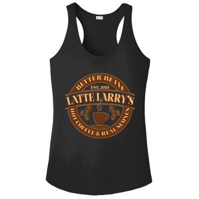 Latte Larry's Better Beans Hot Coffee & Real Scones Emblem Ladies PosiCharge Competitor Racerback Tank