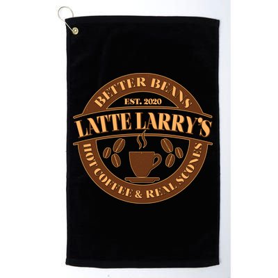 Latte Larry's Better Beans Hot Coffee & Real Scones Emblem Golf Towel