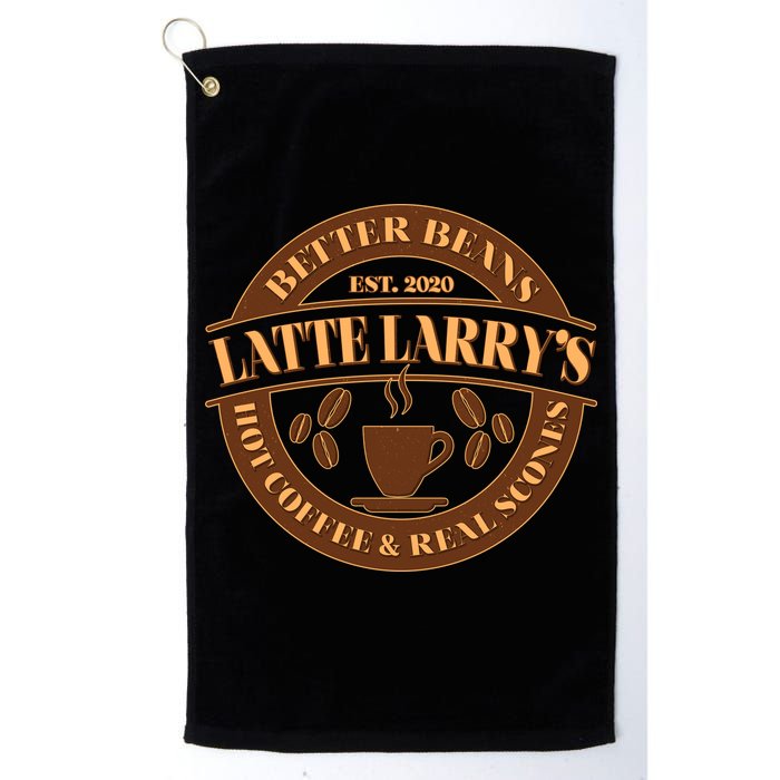 Latte Larry's Better Beans Hot Coffee & Real Scones Emblem Golf Towel