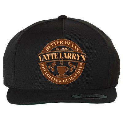 Latte Larry's Better Beans Hot Coffee & Real Scones Emblem Wool Snapback Cap