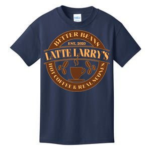 Latte Larry's Better Beans Hot Coffee & Real Scones Emblem Kids T-Shirt