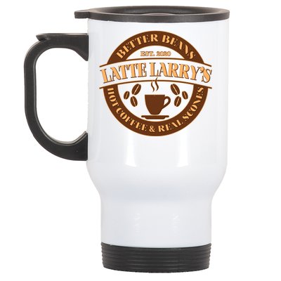 Latte Larry's Better Beans Hot Coffee & Real Scones Emblem Stainless Steel Travel Mug