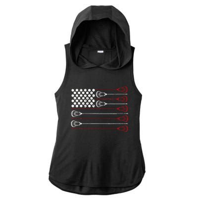 Lacrosse American USA Flag Ladies PosiCharge Tri-Blend Wicking Draft Hoodie Tank